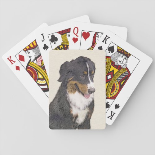 Bernese Mountain Dog Painting _ Original Dog Art Playing Cards