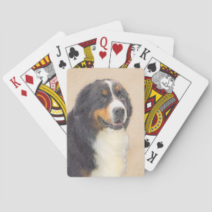 Bernese Mountain Dog Painting - Original Dog Art Poker Cards