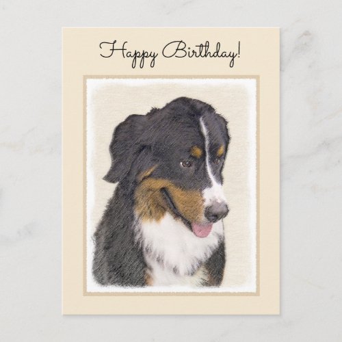 Bernese Mountain Dog Painting _ Original Dog Art Postcard