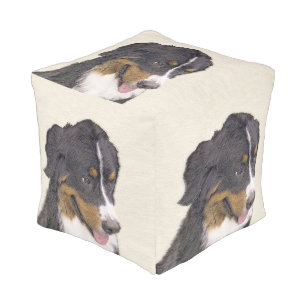 Bernese Mountain Dog Painting - Original Dog Art Pouf