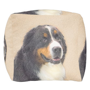Bernese Mountain Dog Painting - Original Dog Art Pouf