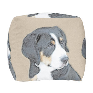 Bernese Mountain Dog Painting - Original Dog Art Pouf