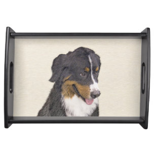 Bernese Mountain Dog Painting - Original Dog Art Serving Tray