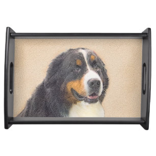 Bernese Mountain Dog Painting - Original Dog Art Serving Tray