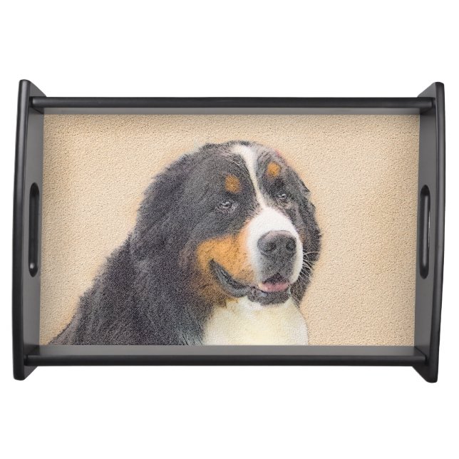 Bernese Mountain Dog Painting - Original Dog Art Serving Tray (Front)