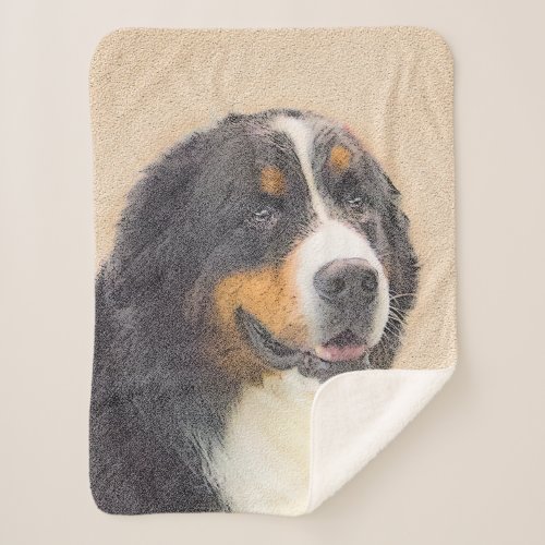 Bernese Mountain Dog Painting _ Original Dog Art Sherpa Blanket