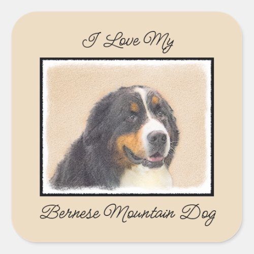 Bernese Mountain Dog Painting _ Original Dog Art Square Sticker