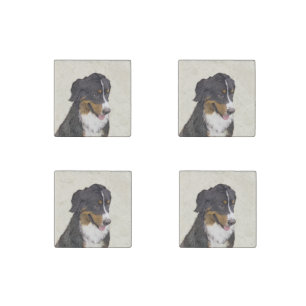 Bernese Mountain Dog Painting - Original Dog Art Stone Magnet