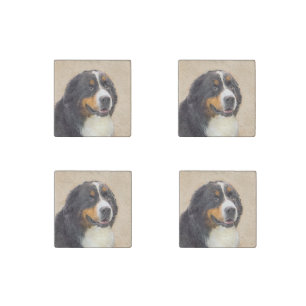 Bernese Mountain Dog Painting - Original Dog Art Stone Magnet