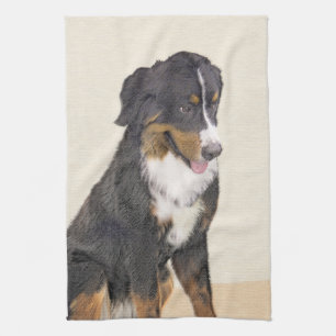 Bernese Mountain Dog Painting - Original Dog Art Towel