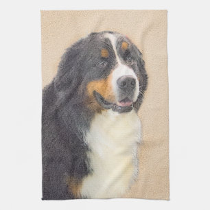 Bernese Mountain Dog Painting - Original Dog Art Towel