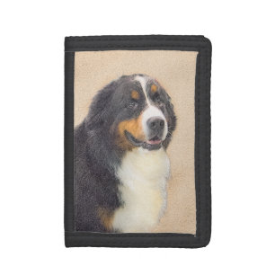 Bernese Mountain Dog Painting - Original Dog Art Tri-fold Wallet