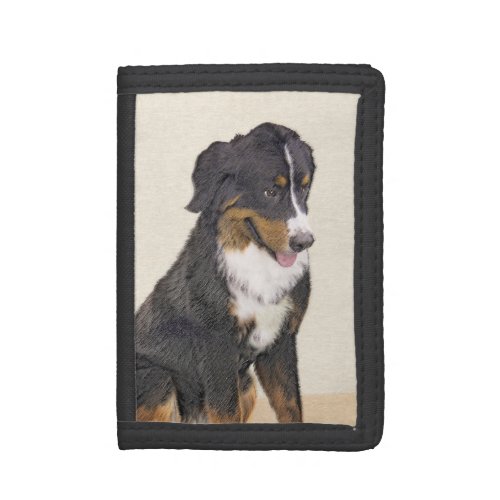 Bernese Mountain Dog Painting _ Original Dog Art Trifold Wallet