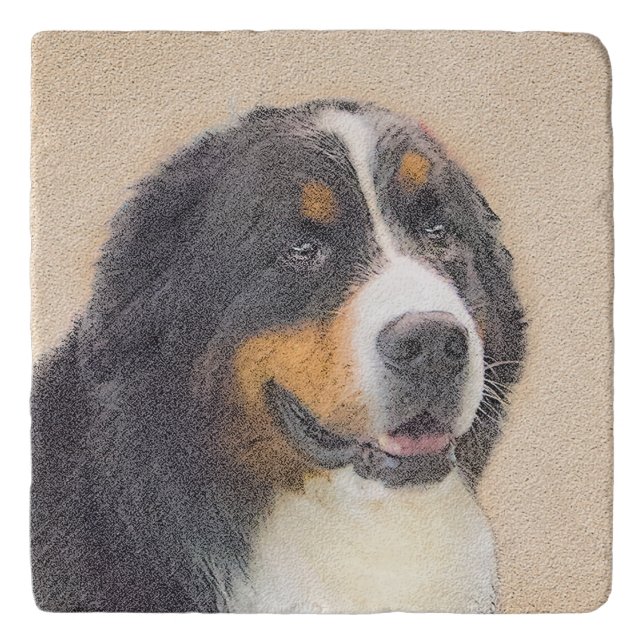 Bernese Mountain Dog Painting - Original Dog Art Trivet (Front)