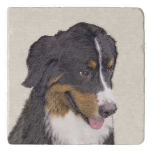 Bernese Mountain Dog Painting - Original Dog Art Trivet