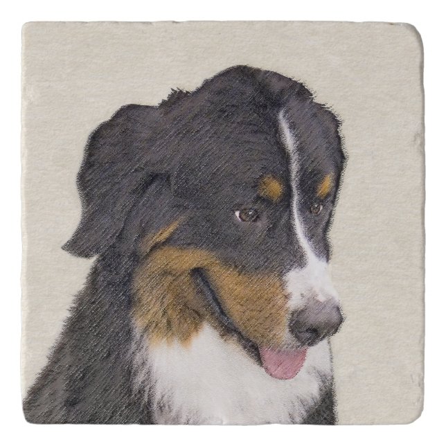 Bernese Mountain Dog Painting - Original Dog Art Trivet (Front)