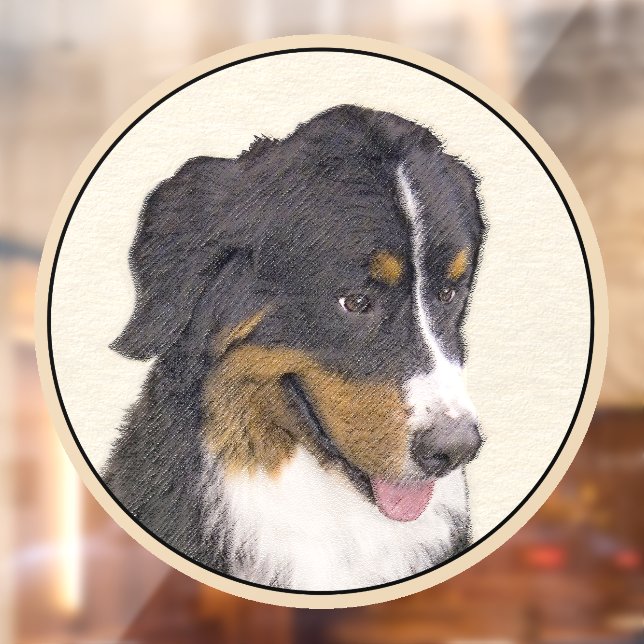 Bernese Mountain Dog Painting - Original Dog Art Window Cling (Sheet 2)