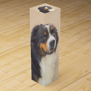 Bernese Mountain Dog Painting - Original Dog Art Wine Box