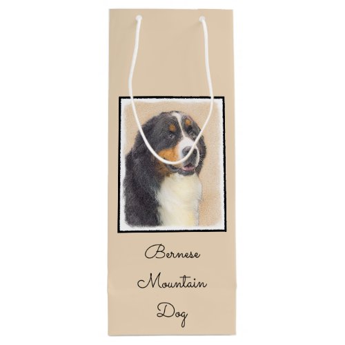 Bernese Mountain Dog Painting _ Original Dog Art Wine Gift Bag