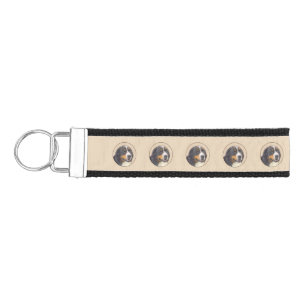 Bernese Mountain Dog Painting - Original Dog Art Wrist Keychain