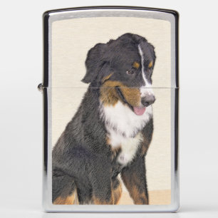 Bernese Mountain Dog Painting - Original Dog Art Zippo Lighter