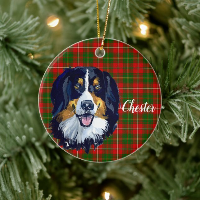 Bernese Mountain  Dog Personalized Ceramic Ornament (Tree)