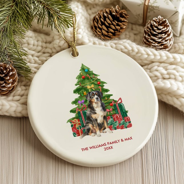 Bernese Mountain Dog Personalized Christmas Ceramic Ornament (Creator Uploaded)