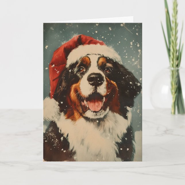 Bernese Mountain dog personalized Christmas  Holiday Card (Front)