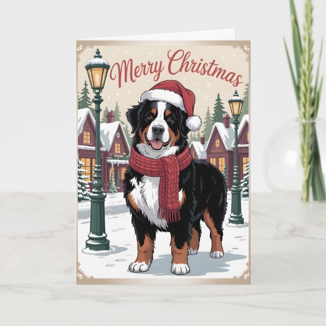 Bernese mountain dog personalized Christmas  Holiday Card (Front)