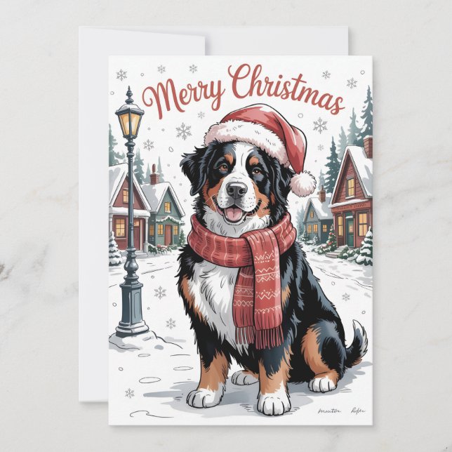 Bernese mountain dog personalized Christmas  Holiday Card (Front)