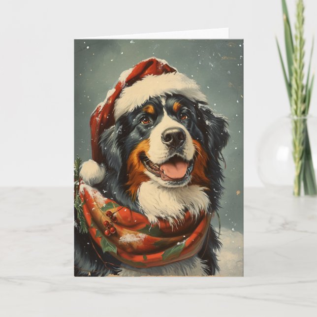 Bernese mountain dog personalized Christmas  Holiday Card (Front)