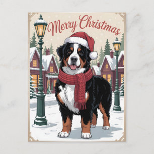Bernese mountain dog personalized Christmas Holiday Postcard