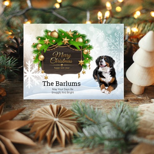 Bernese Mountain Dog Personalized Christmas  Holiday Postcard