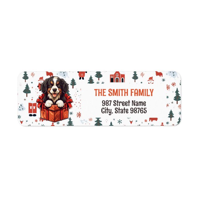 Bernese Mountain Dog Personalized Christmas Label (Front)