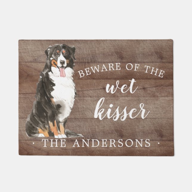 Bernese Mountain Dog Personalized Door Mat (Front)