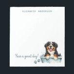 Bernese Mountain Dog Personalized Notepad<br><div class="desc">Cute dog watercolor illustration of a happy Bernese Mountain dog in a bathtub. Great for dog lovers. Ready to be personalized with your name on top and the bottom says "Have a great day!" which can be changed if you want. Great for dog lovers, poodle owners, dog groomers, dog sitters,...</div>