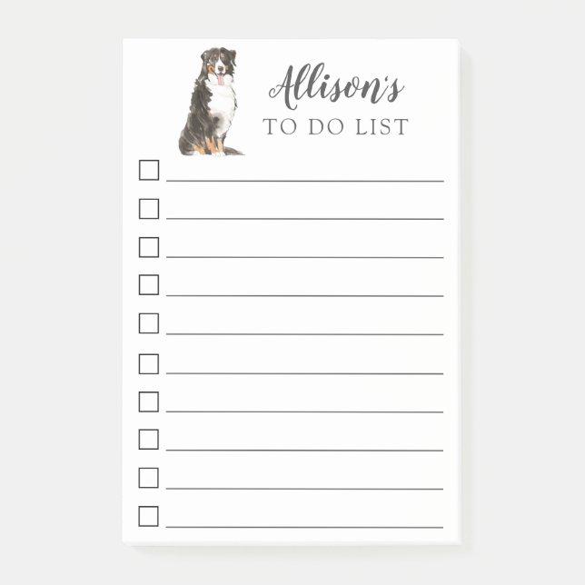 Bernese Mountain Dog Personalized To Do List Post- Post-it Notes (Front)