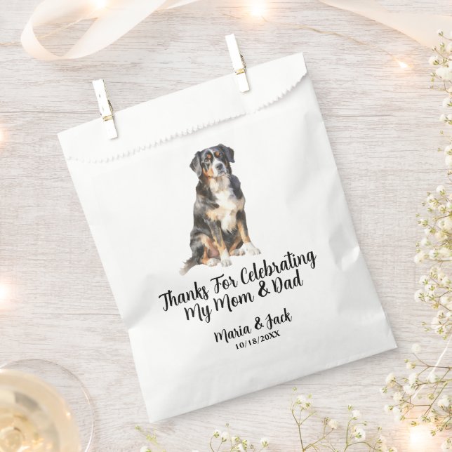 Bernese Mountain Dog Pet Cocktail Wedding  Favor Bag (Clipped)