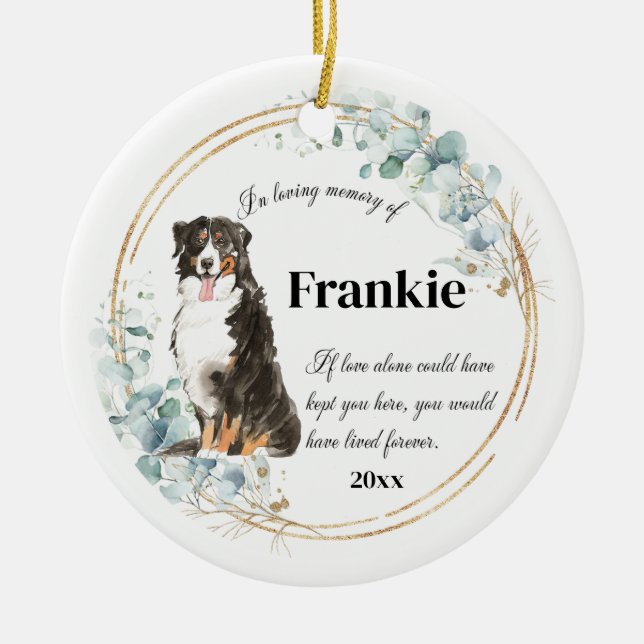 Bernese Mountain Dog Pet Memorial  Ceramic Ornament (Front)