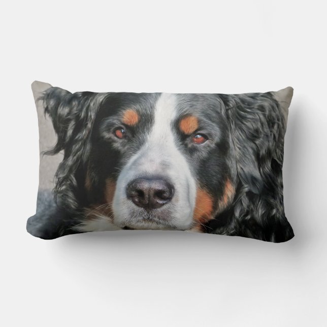 Bernese Mountain Dog Photo Image Lumbar Pillow (Front)