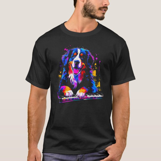 Bernese Mountain Dog Pianist T-Shirt (Front)