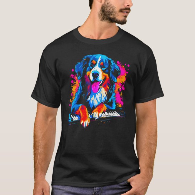 Bernese Mountain Dog Piano T-Shirt (Front)