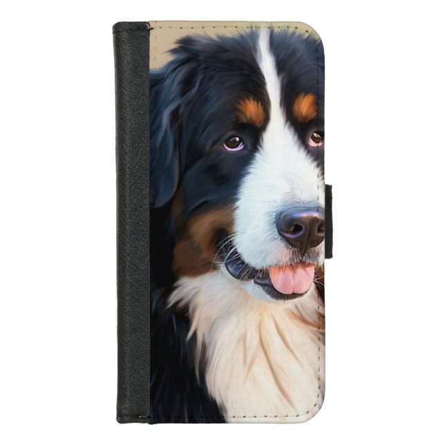 Bernese Mountain Dog Portrait iPhone Wallet Case (Front)