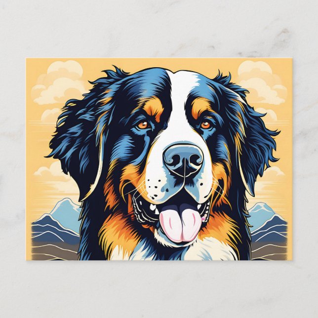 Bernese Mountain Dog Portrait Postcard (Front)