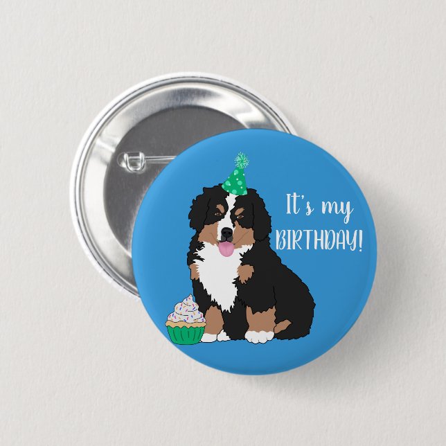 Bernese Mountain Dog Puppy Birthday Button (Front & Back)