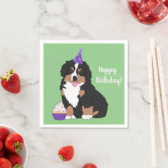 Bernese Mountain Dog Puppy Birthday  Napkins (Insitu)