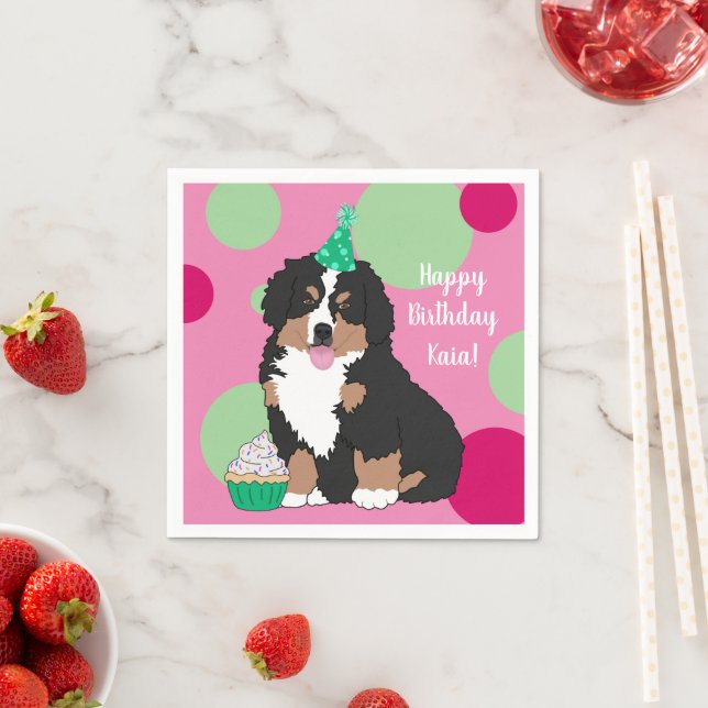 Bernese Mountain Dog Puppy Birthday Napkins (Insitu)