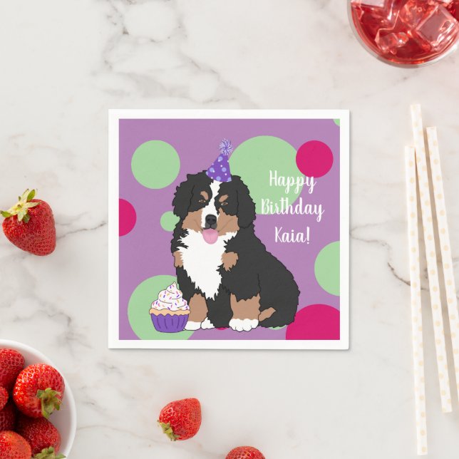 Bernese Mountain Dog Puppy Birthday Napkins (Insitu)