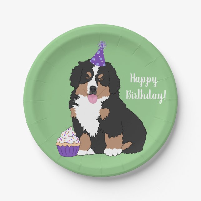 Bernese Mountain Dog Puppy Birthday   Paper Plate (Front)