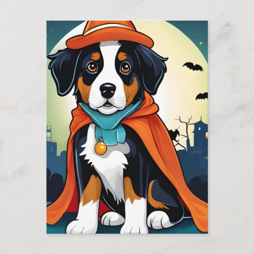 Bernese Mountain Dog Puppy Halloween Postcard